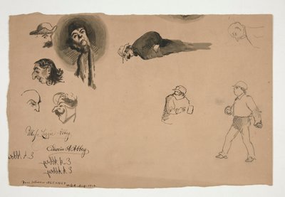 Assorterte figurstudier (recto og verso) av Edwin Austin Abbey