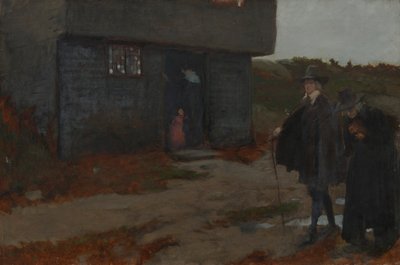 At the Cottage Door (New England Scene fra 1600-tallet) av Edwin Austin Abbey
