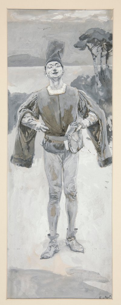 Autolycus, illustrasjon til ballader og ballademusikk som illustrerer Shakespeare av Edwin Austin Abbey