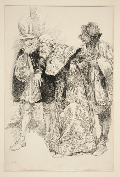 Baptista-protester, illustrasjon for akt I, Scene i, Taming of the Shrew av Edwin Austin Abbey