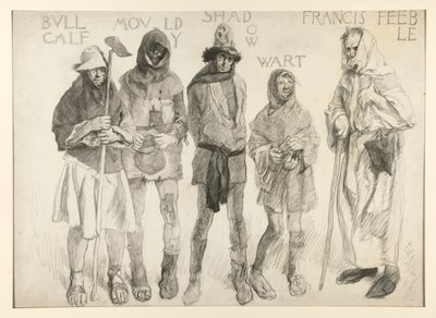 Før Justice Shallow av Edwin Austin Abbey