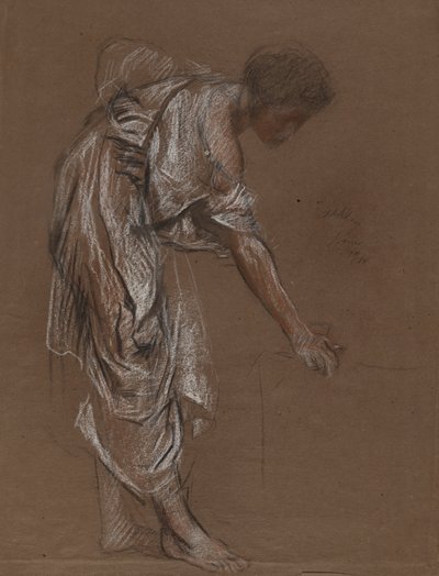 Femeie îndoită în rochie clasică - studiu pentru norvegiană av Edwin Austin Abbey