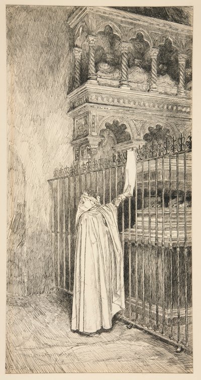 Claudio (leser fra en rulle): av Edwin Austin Abbey