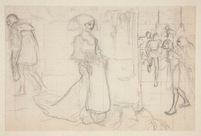Komposisjonsstudie for maleriet Faust og Margaret av Edwin Austin Abbey