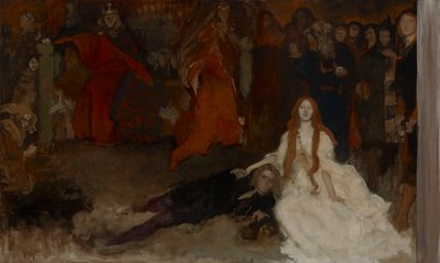 Komposisjonsstudie, for The Play Scene in Hamlet, Act III, Scene II av Edwin Austin Abbey