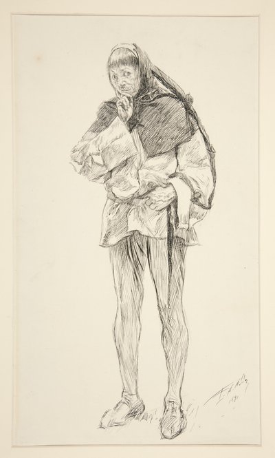 Costard, fra første akt, scene i, kjærlighet av Edwin Austin Abbey