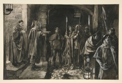 Dogberry og hans kamerater med en klokke - Act III, Scene III, Much Ado About Nothing av Edwin Austin Abbey