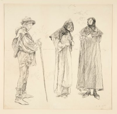 Dull, Sir Nathaniel, Holofernes, fra akt IV, Scene ii, Love av Edwin Austin Abbey