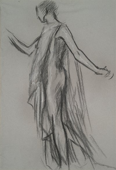 Tidlig figurstudie for av Edwin Austin Abbey