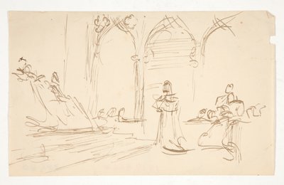 Tidlig studie for av Edwin Austin Abbey
