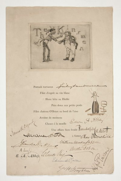 Etsning av E.A. Abbey: The Kinsmen - (illustrasjon til et fransk vers) av Edwin Austin Abbey