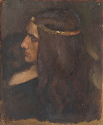 Figurstudie av Hamlet, for The Play Scene in Hamlet, Act III, Scene II av Edwin Austin Abbey