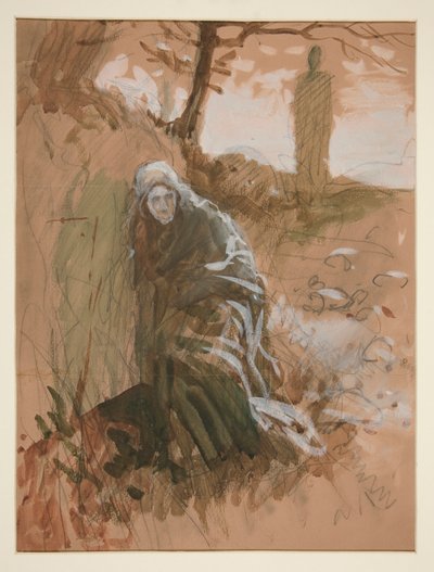 Figur i skog - uidentifisert illustrasjon av Edwin Austin Abbey