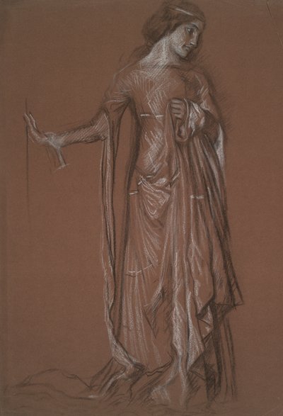 Figurstudie. Kull og kritt på rødt papir. av Edwin Austin Abbey