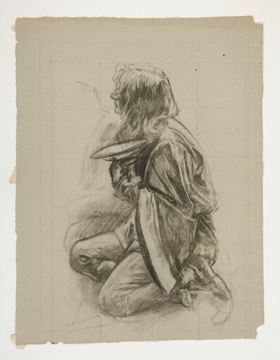 Figurstudie for kong Arthur av Edwin Austin Abbey
