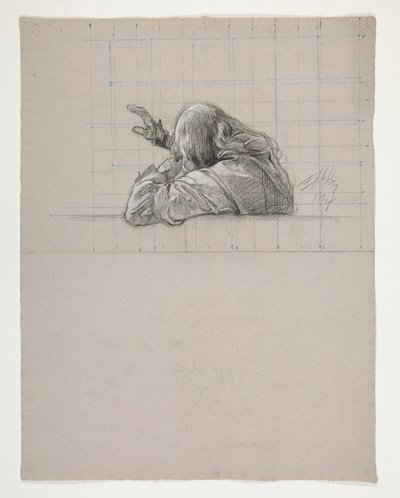 Figurstudie for kong Arthur av Edwin Austin Abbey