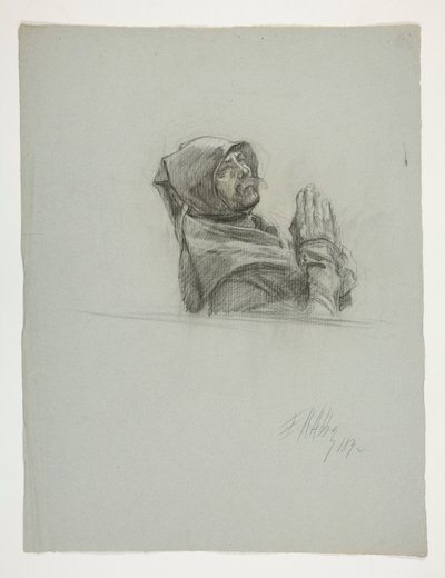 Figurstudie for kong Arthur av Edwin Austin Abbey