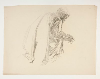Figurstudie for Sir Lancelot og Sir Bors antrekk Galahad med sporene hans, fra The Quest of the Holy Grail (andre av en serie på femten malerier for Boston Public Library, fullført i 1901) av Edwin Austin Abbey