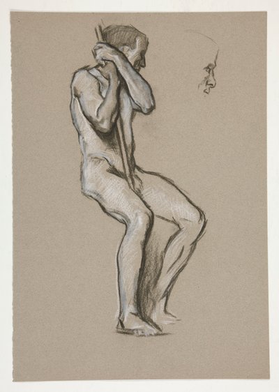 Figurstudie for The Spirit of Vulcan, Genius of the Workers in Iron and Steel, capitol rotunda, Harrisburg, Pennsylvania av Edwin Austin Abbey