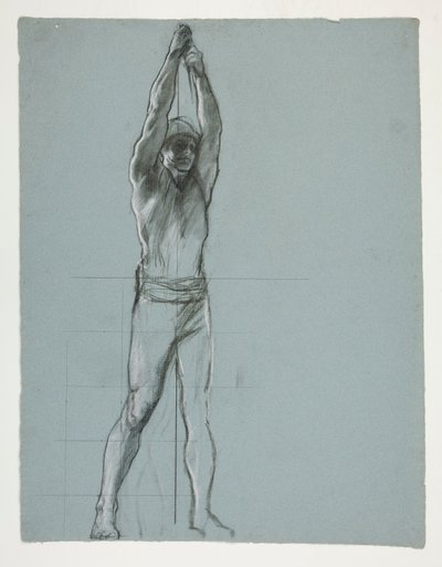 Figurstudie for The Spirit of Vulcan, Genius of the Workers in Iron and Steel, capitol rotunda, Harrisburg, Pennsylvania av Edwin Austin Abbey