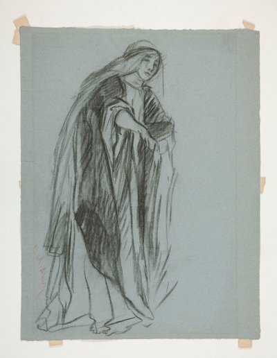 Figurstudie for Castle of the Maidens(?), fra The Quest of the Holy Grail (en serie på femten malerier for Boston Public Library, fullført i 1901) av Edwin Austin Abbey