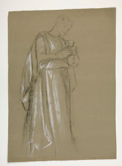 Figurstudie for Infant Galahad (?), fra The Quest of the Holy Grail (det første av en serie på femten veggmalerier for Boston Public Library, fullført i 1901) av Edwin Austin Abbey