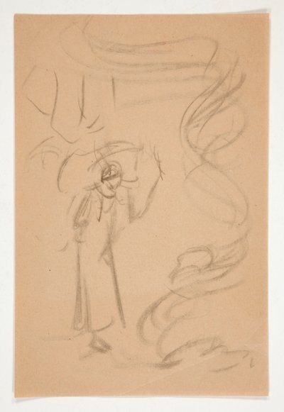 Figurstudie, muligens for Prospero i av Edwin Austin Abbey