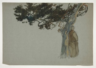 Figurer som står under et tre - (uidentifisert illustrasjon) av Edwin Austin Abbey