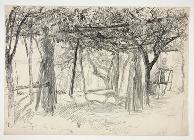 Figurer under en arbor - (uidentifisert illustrasjon) av Edwin Austin Abbey