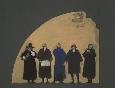 Fem lovgivere, tidlig studie for høyesterettsdekorasjoner (urealisert), for delstatsbygningen i Harrisburg, Pennsylvania, 1902-1911 av Edwin Austin Abbey