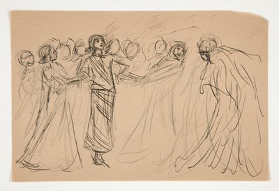 Galahad and the Captive Virtues, studie for The Quest of the Holy Grail (serie med femten malerier for Boston Public Library, fullført i 1901) av Edwin Austin Abbey