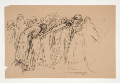 Galahad and the Captive Virtues, studie for The Quest of the Holy Grail (serie med femten malerier for Boston Public Library, fullført i 1901) av Edwin Austin Abbey