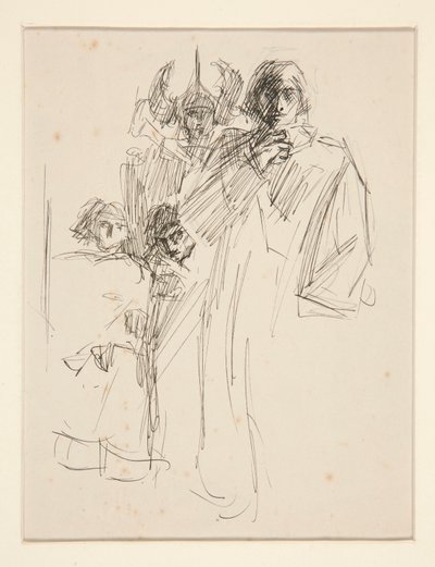 Galahad på Castle, studie for The Quest of the Holy Grail (serie med femten malerier for Boston Public Library, fullført i 1901) av Edwin Austin Abbey