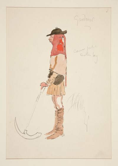 Gartner, kostymeskisse for Henry Irving av Edwin Austin Abbey