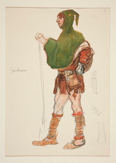 Gartner, kostymeskisse for Henry Irving av Edwin Austin Abbey