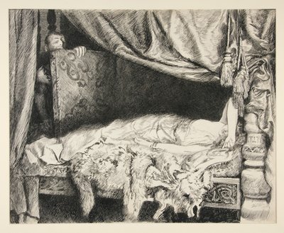 Iachimo Steals from the Trunk - Act II, Scene II, Cymbeline av Edwin Austin Abbey
