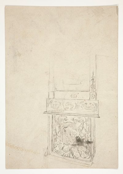Interiørstudie av skorsteinsstykke av Edwin Austin Abbey