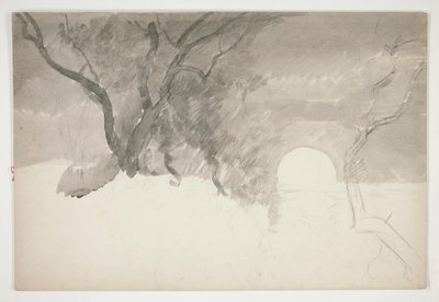 Landskap ved en elvebredd av Edwin Austin Abbey