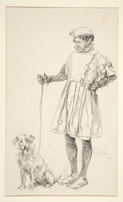 Launce and His Dog, fra Act IV, Scene iv, Two Gentlemen of Verona av Edwin Austin Abbey