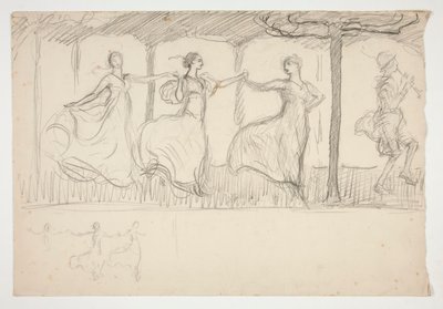 Linje av kvinner som danser - (uidentifisert illustrasjon) av Edwin Austin Abbey