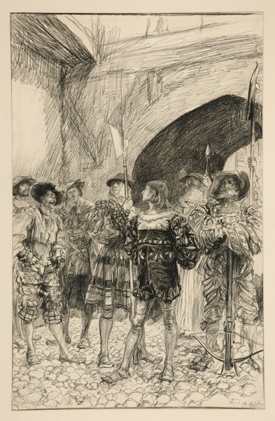 Lucio og Claudio - Akt I, Scene iii, Mål for mål av Edwin Austin Abbey