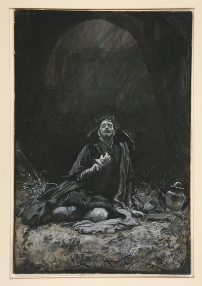 Malvolio i fangehullet, illustrasjon for akt III, Scene iv, Twelfth Night av Edwin Austin Abbey