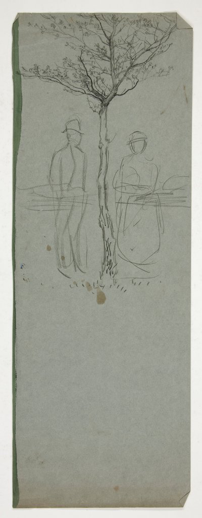 Mann og kvinne under et tre - (uidentifisert illustrasjon) av Edwin Austin Abbey