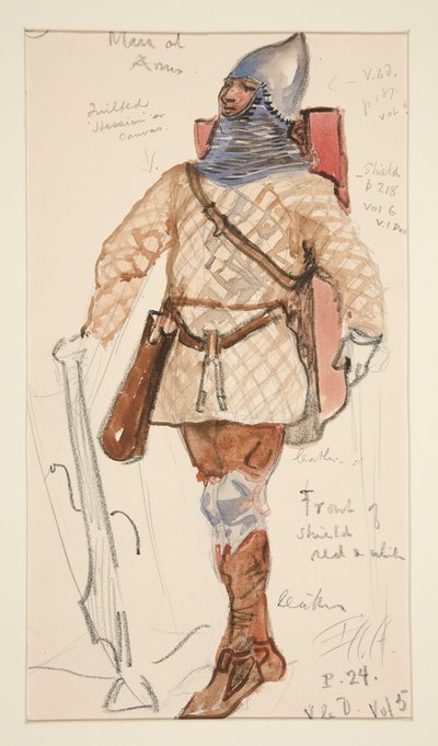 Man of Arms, kostymeskisse for Henry Irving av Edwin Austin Abbey