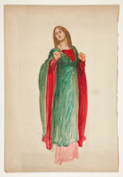 Middelalderdame, skisse til et uidentifisert Shakespeare-skuespill av Edwin Austin Abbey