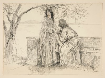 Miranda og Ferdinand, illustrasjon for akt V, Scene i, The Tempest av Edwin Austin Abbey