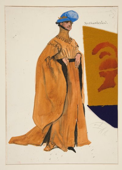 Northumberland, kostymeskisse for Henry Irving av Edwin Austin Abbey