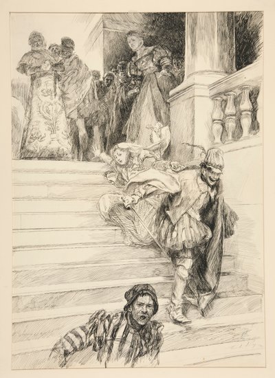 Petruchio bærer av bruden sin, fra akt III, Scene ii, Taming of the Shrew av Edwin Austin Abbey