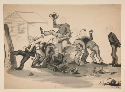 Haug av menn: karikatur av av Edwin Austin Abbey