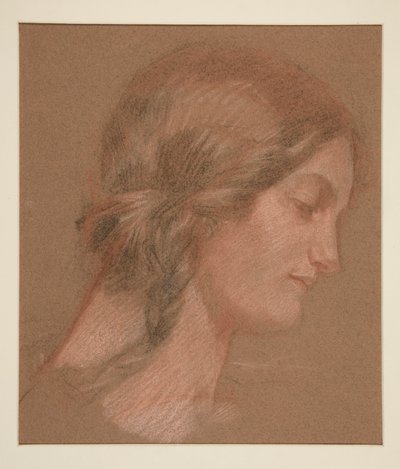Portrett av en kvinne i profil av Edwin Austin Abbey